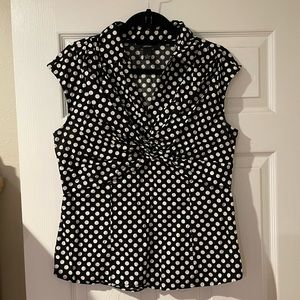 Alfani Polka dot sleeveless knotted front shirt sz 12